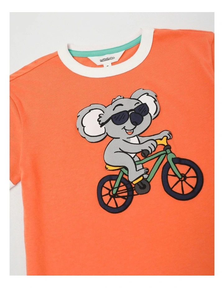 Short Sleeve Textured Print Tee in Happy Crew in Sun/Ecru image 2