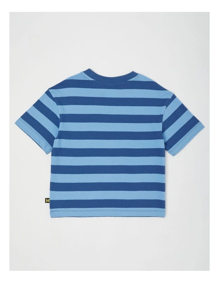 Short Sleeve Stripe Boxy Tee in Blue/Navy Stripe image 3