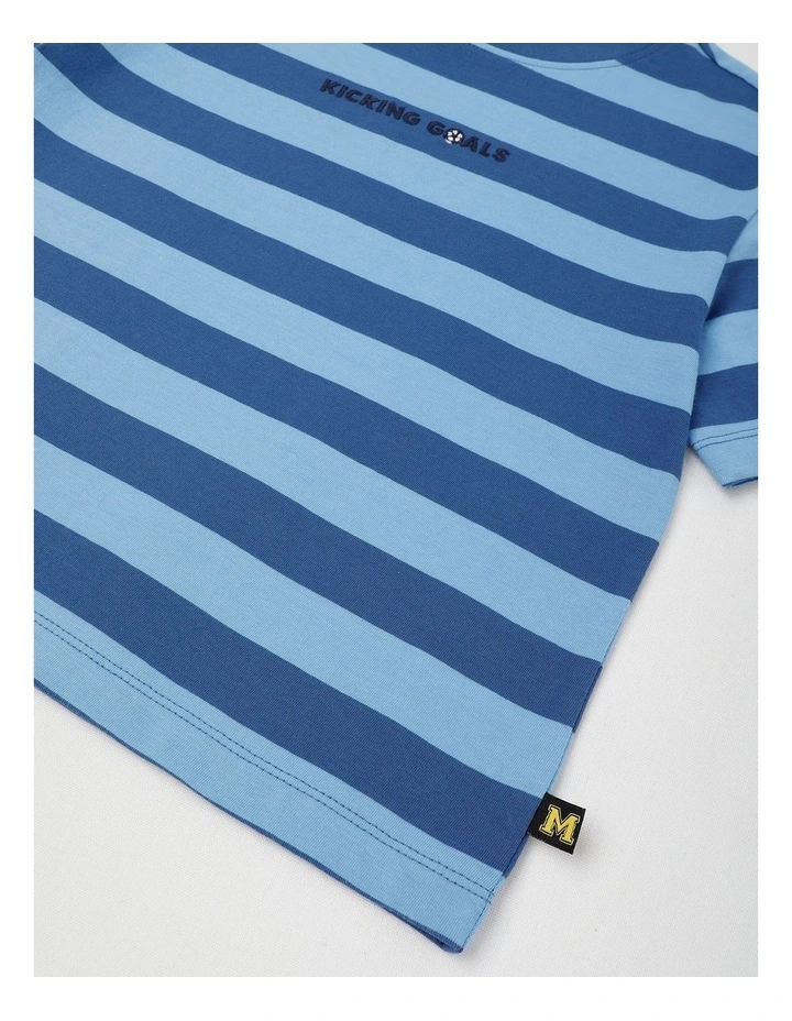 Short Sleeve Stripe Boxy Tee in Blue/Navy Stripe image 4