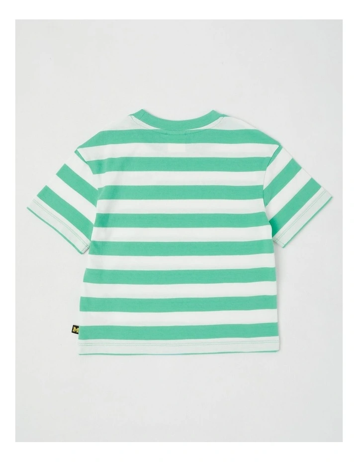 Short Sleeve Stripe Boxy Tee in Green/White Stripe image 3