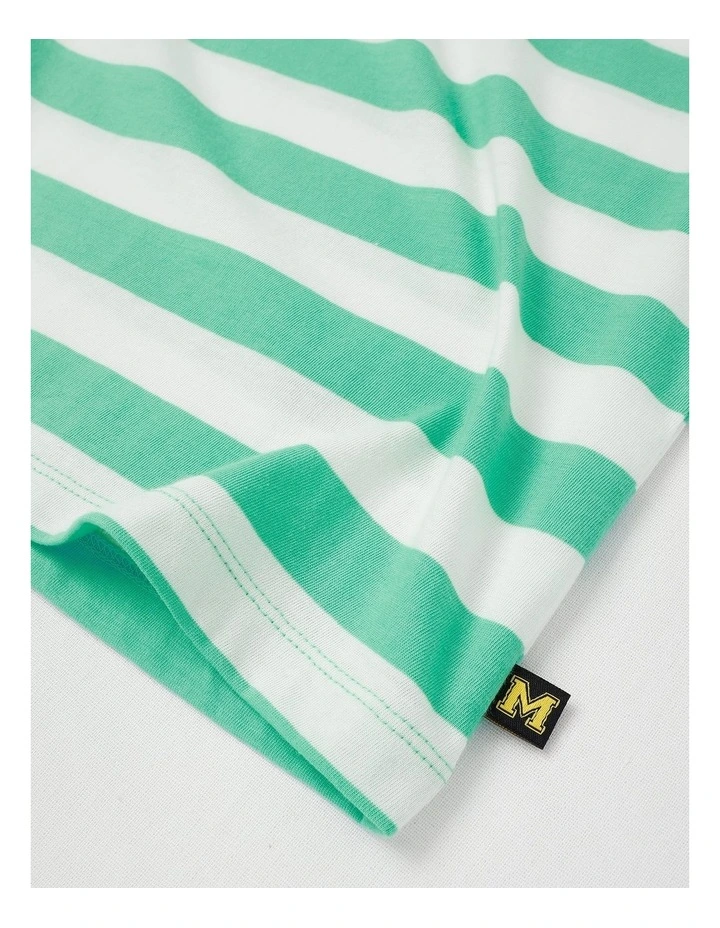 Short Sleeve Stripe Boxy Tee in Green/White Stripe image 4