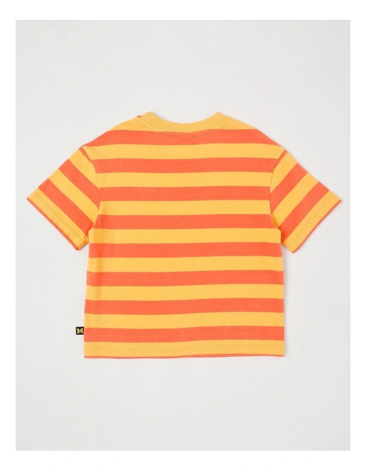 Short Sleeve Stripe Boxy Tee in Washed Red/Yellow Stripe image 3