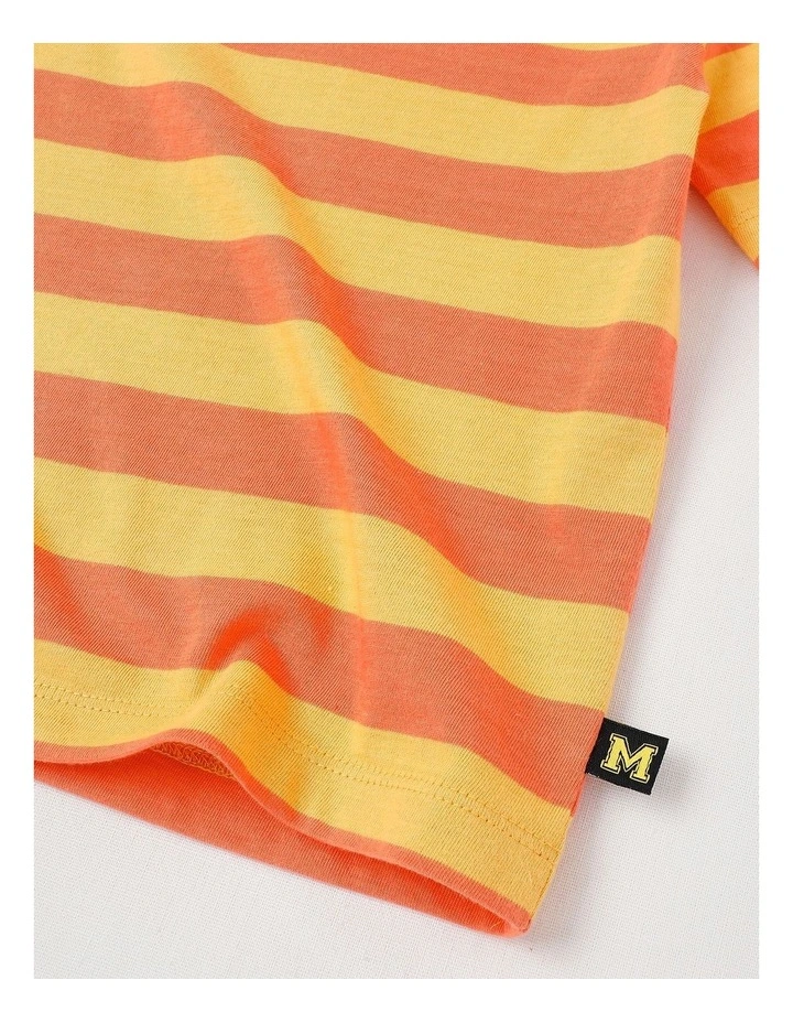 Short Sleeve Stripe Boxy Tee in Washed Red/Yellow Stripe image 4