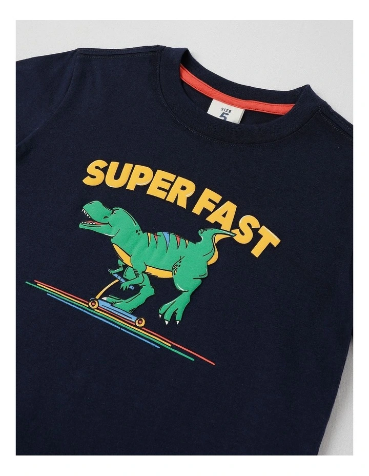 Essentials Short Sleeve Print Tee in Super Fast Scooter Dino/Navy image 4