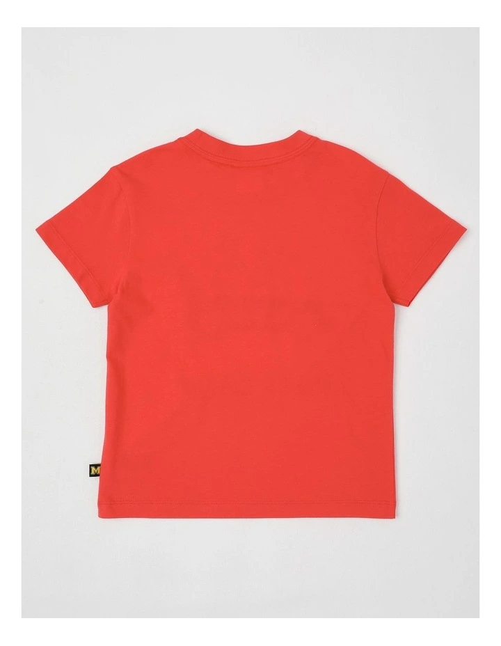Essentials Short Sleeve Print Tee in Race Crew in Red image 3