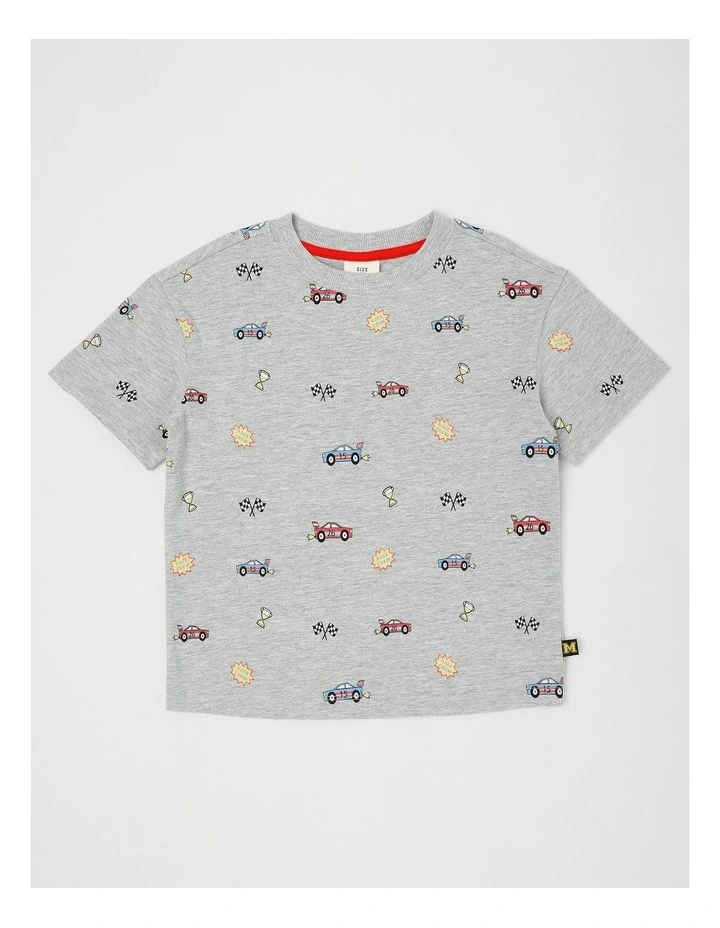 Essentials Short Sleeve Tee in Racing And Vehicles/Grey Marle image 1