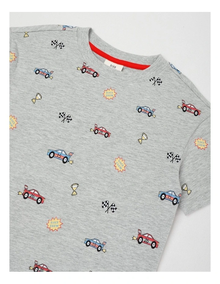 Essentials Short Sleeve Tee in Racing And Vehicles/Grey Marle image 2