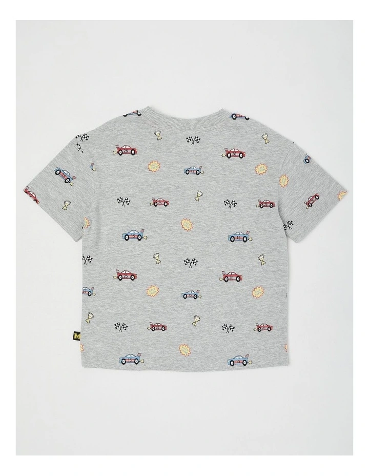 Essentials Short Sleeve Tee in Racing And Vehicles/Grey Marle image 3