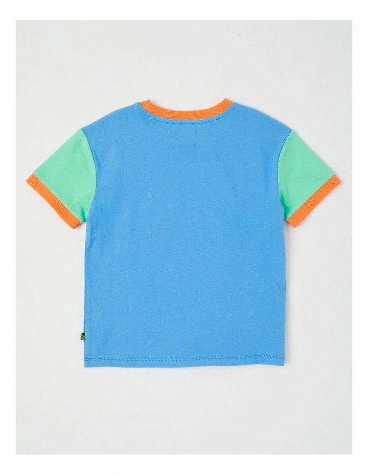 Short Sleeve Raglan Print Tee in Good Vibes/Blue & Green image 3