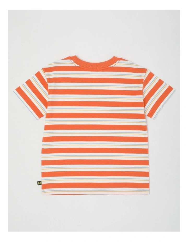 Short Sleeve Interactive Pocket Tee in Koala/Washed Red Stripe image 3