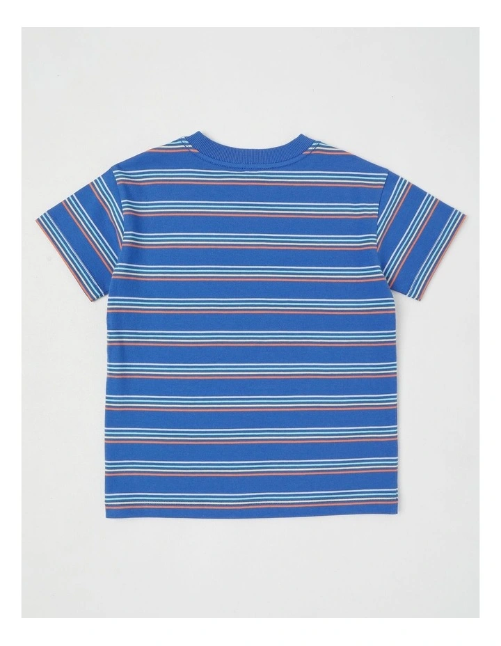 Short Sleeve Interactive Pocket Tee in Sunshine/Navy & Multi Stripe image 3