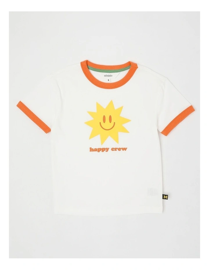 Short Sleeve Textured Print Tee in Happy Crew Sun/White image 1