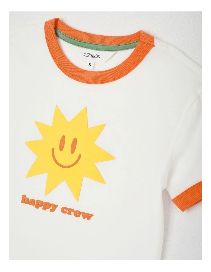 Short Sleeve Textured Print Tee in Happy Crew Sun/White image 2