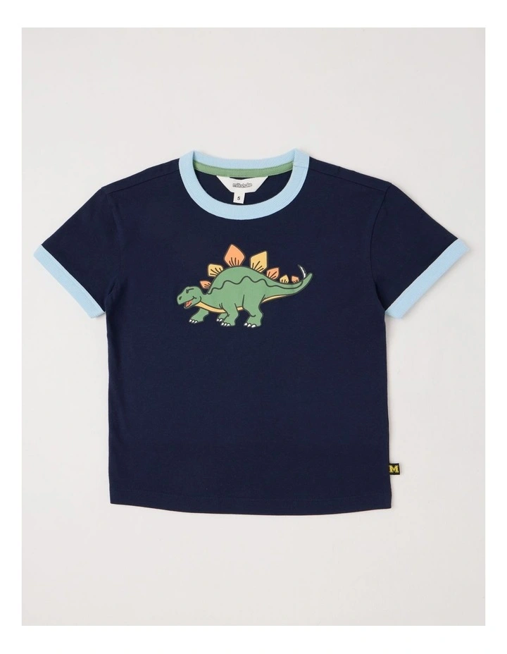 Short Sleeve Puff Print Tee in Dino Navy image 1