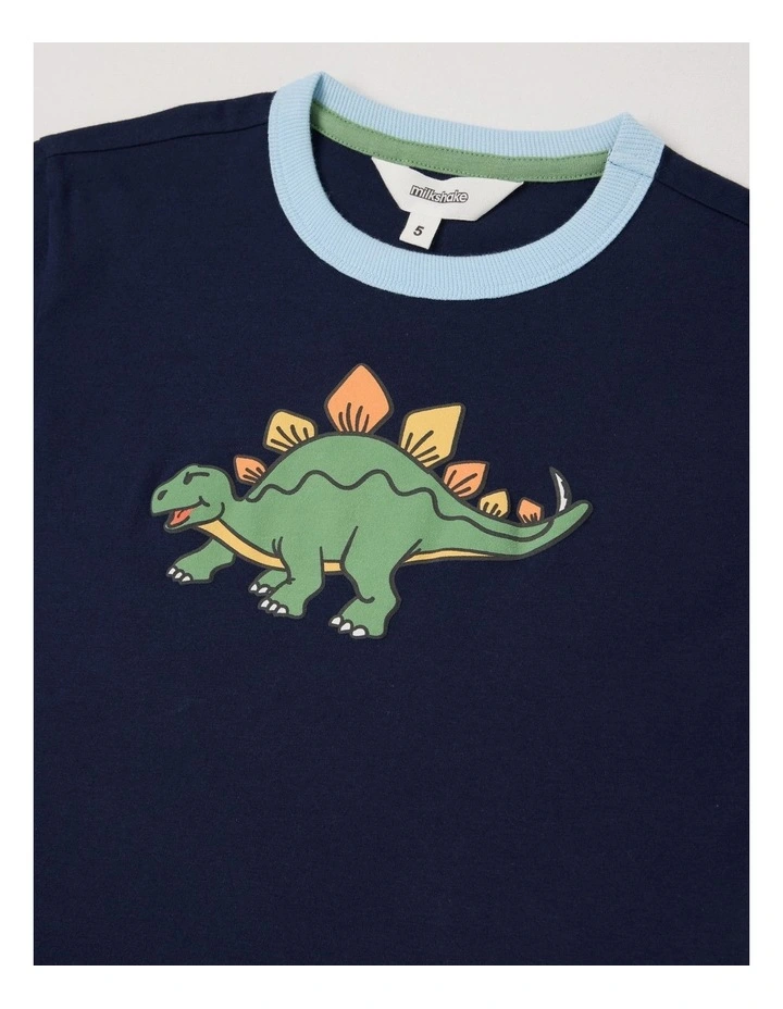 Short Sleeve Puff Print Tee in Dino Navy image 2