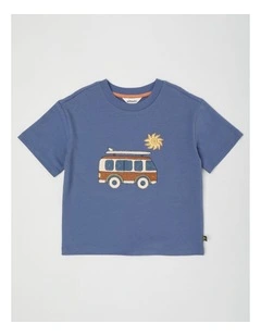 Short Sleeve Oversized Drop Shoulder Tee in Combi Navy