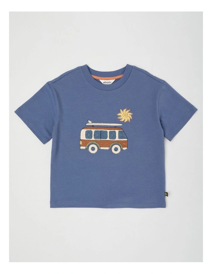 Short Sleeve Oversized Drop Shoulder Tee in Combi Navy image 1