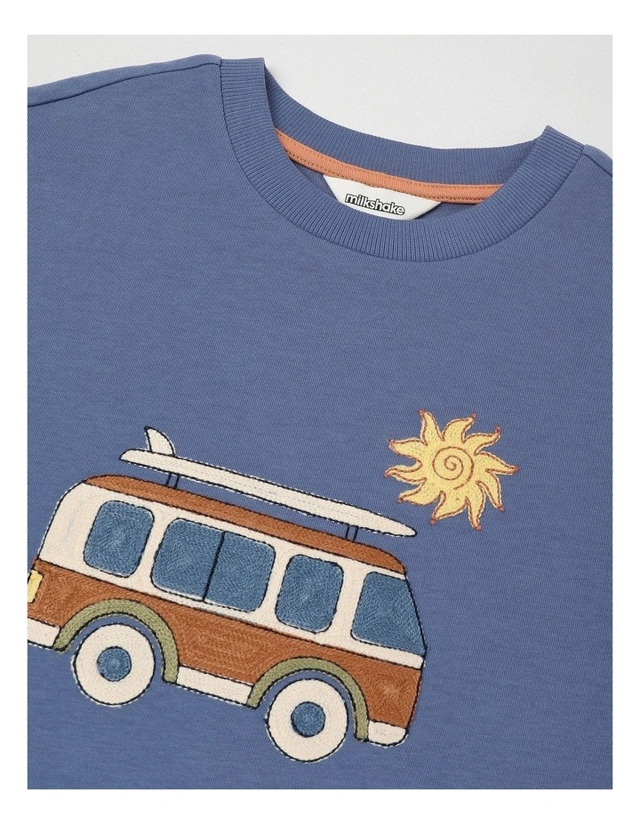 Short Sleeve Oversized Drop Shoulder Tee in Combi Navy image 2