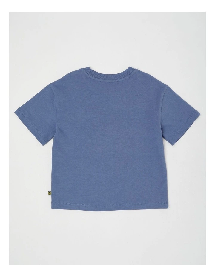 Short Sleeve Oversized Drop Shoulder Tee in Combi Navy image 3