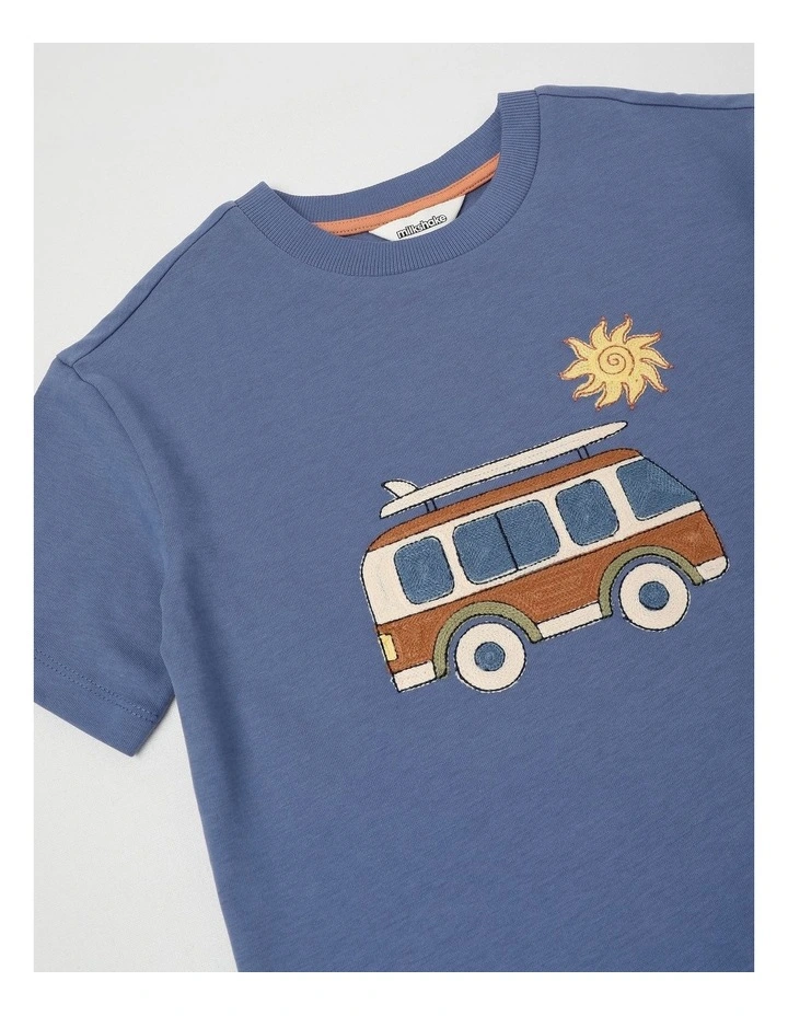 Short Sleeve Oversized Drop Shoulder Tee in Combi Navy image 4
