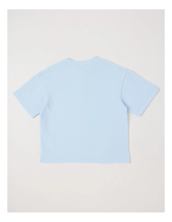 Short Sleeve Henley Top with Pocket in Light Blue image 3