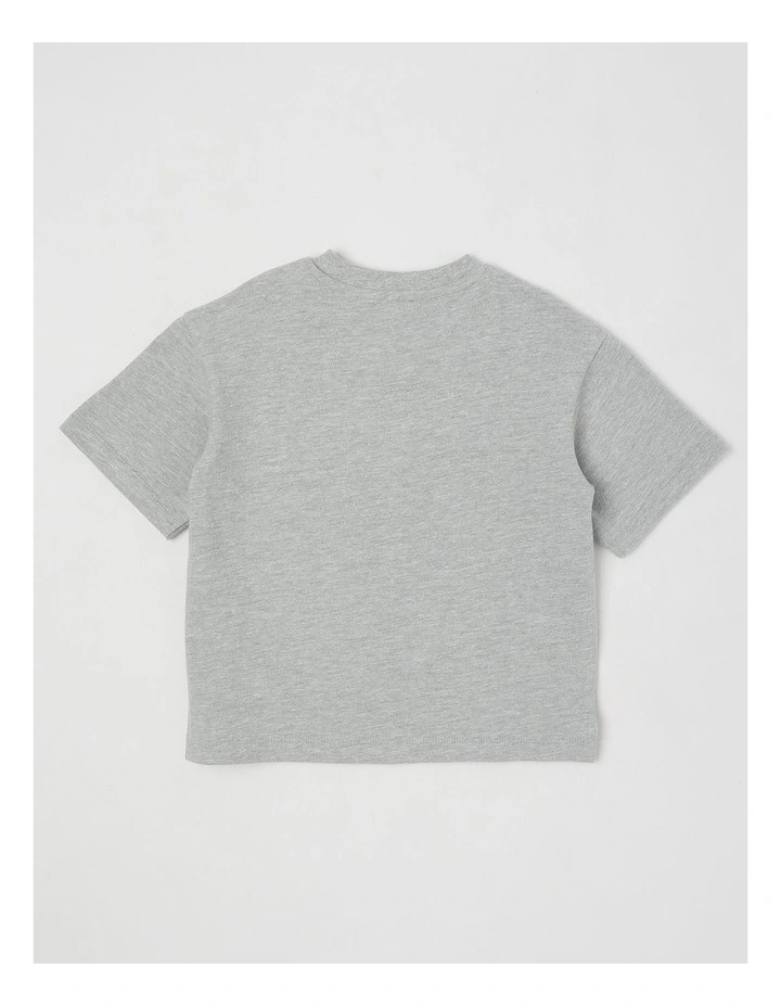 Short Sleeve Henley Top with pocket in Marle Grey image 3