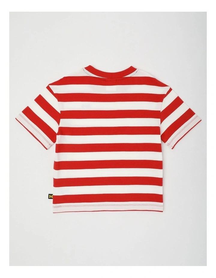 Short Sleeve Stripe Boxy Tee in Red & White Stripe image 3