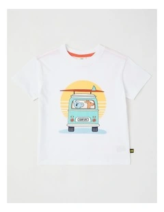 Essentials Short Sleeve Print Tee in Aussie Animal White