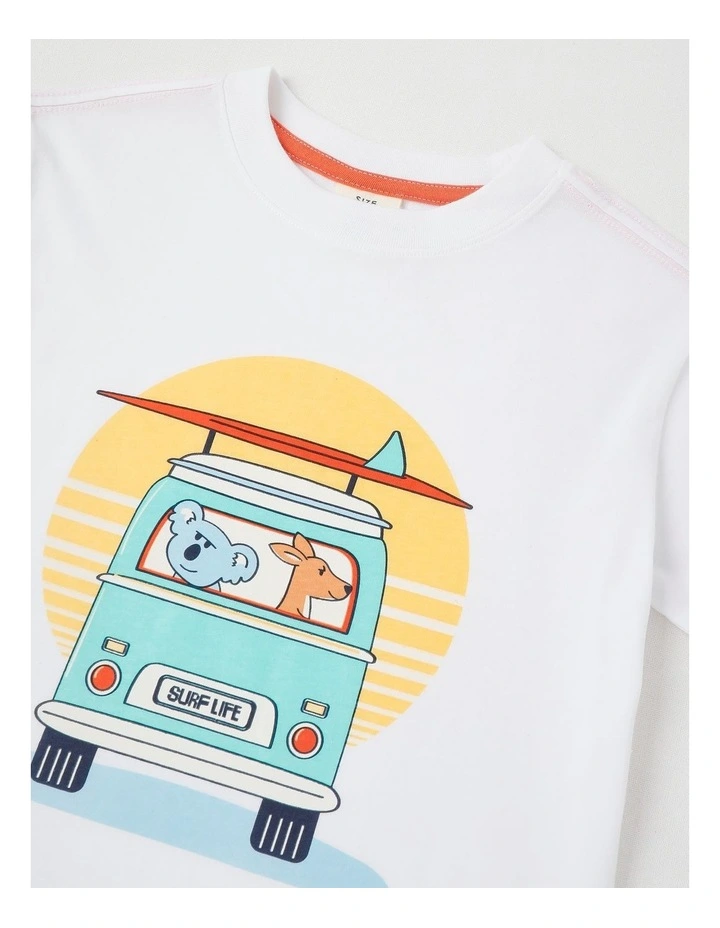 Essentials Short Sleeve Print Tee in Aussie Animal White image 2