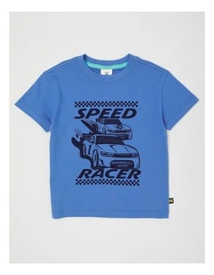 Essentials Short Sleeve Print Tee in Speed Racer Blue