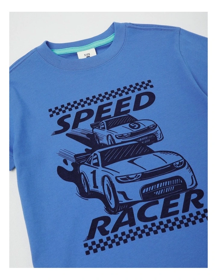Essentials Short Sleeve Print Tee in Speed Racer Blue image 2