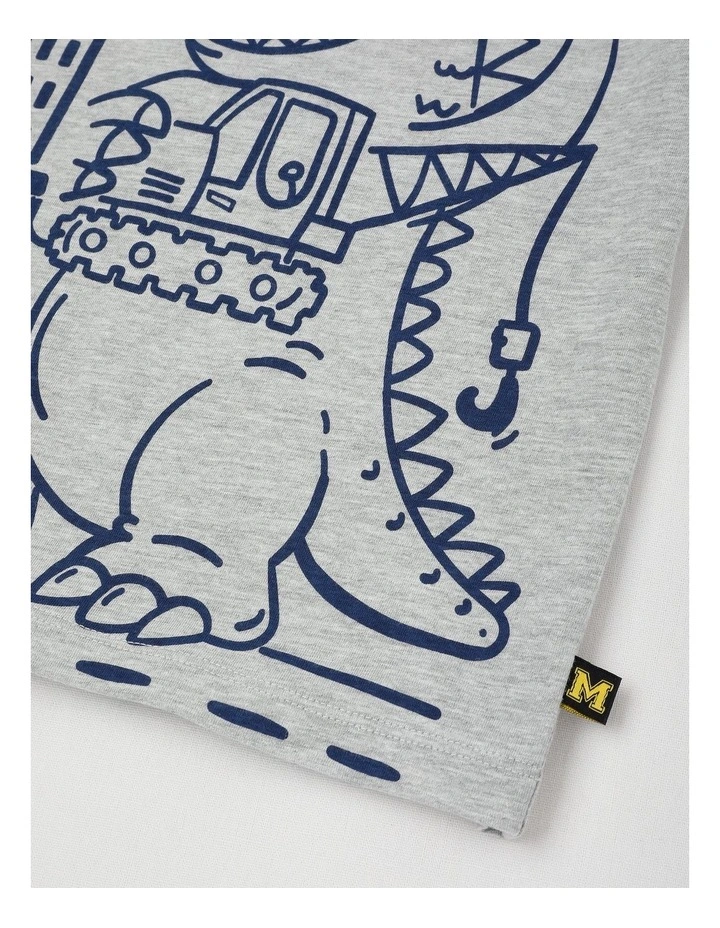 Essentials Short Sleeve Print Tee in Dino City Grey Marle image 4