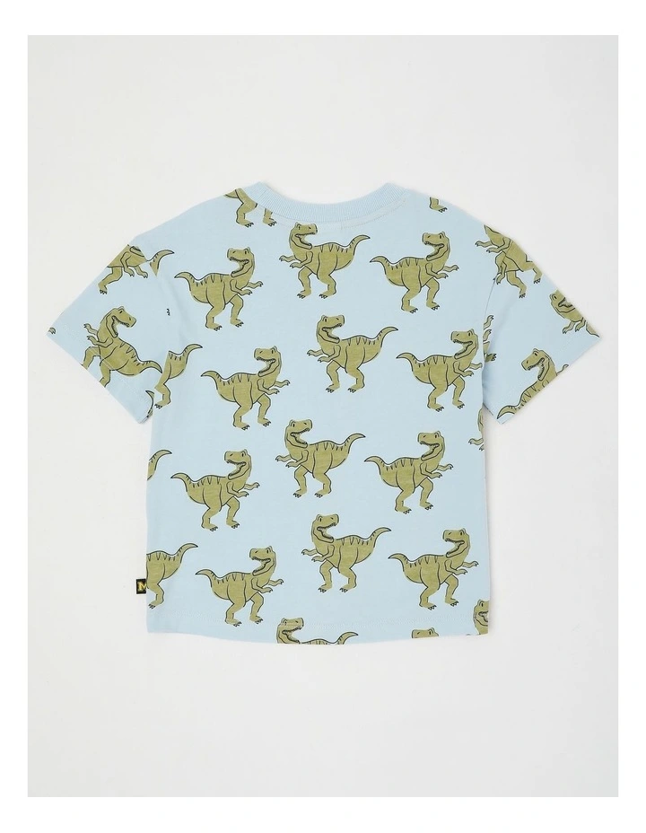 Essentials Short Sleeve All Over Print Tee in T-Rex Light Blue image 3