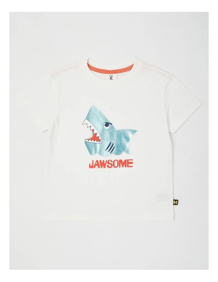 Essentials Short Sleeve Print Tee in Shark White image 1
