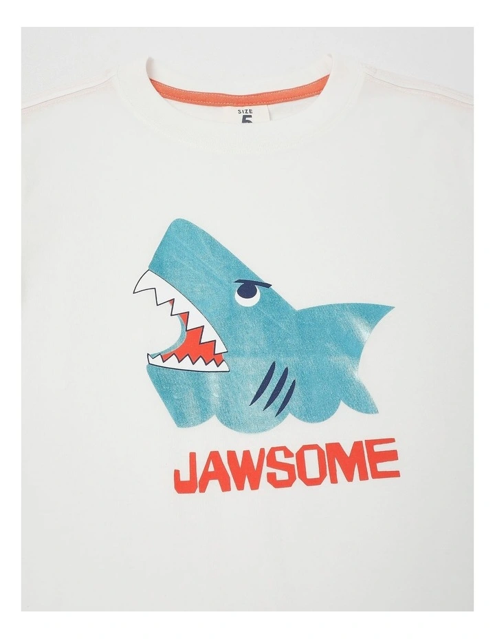 Essentials Short Sleeve Print Tee in Shark White image 2