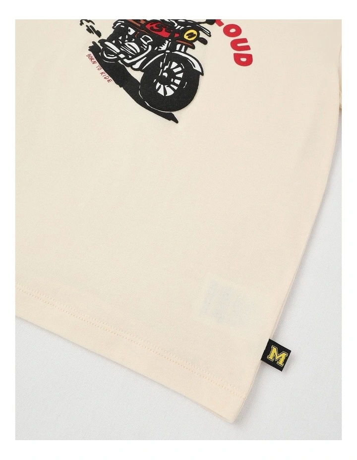 Essentials Short Sleeve Print Tee in Motorbike Ecru image 4