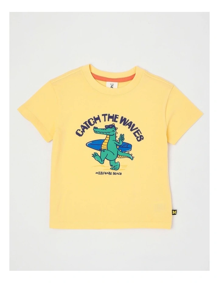 Essentials Short Sleeve Print Tee in Croc Yellow image 1