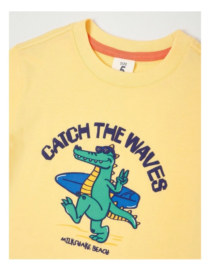 Essentials Short Sleeve Print Tee in Croc Yellow image 2