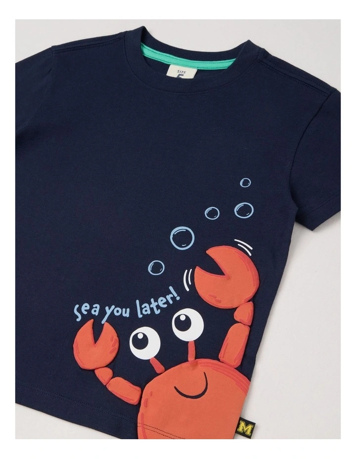 Essentials Short Sleeve Print Tee in Crab Navy image 2
