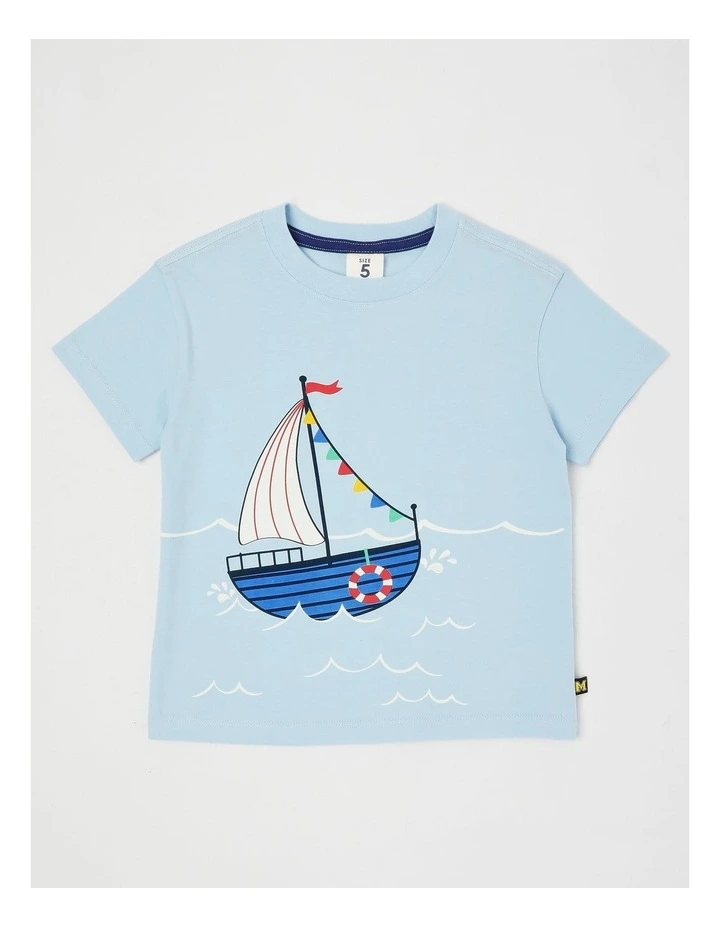 Essentials Short Sleeve Print Tee in Sail Light Blue image 1