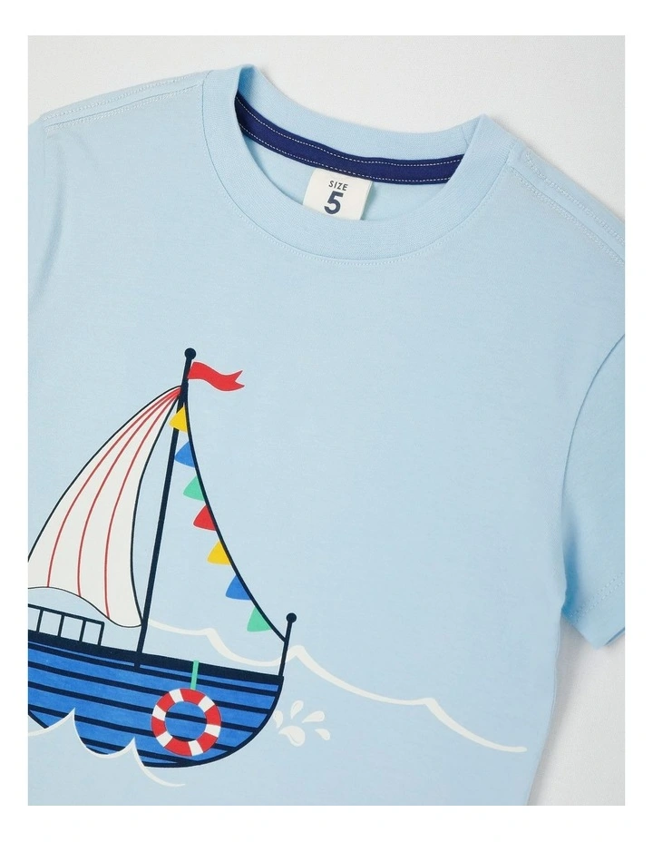 Essentials Short Sleeve Print Tee in Sail Light Blue image 2