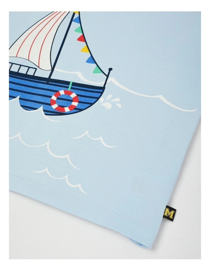 Essentials Short Sleeve Print Tee in Sail Light Blue image 4