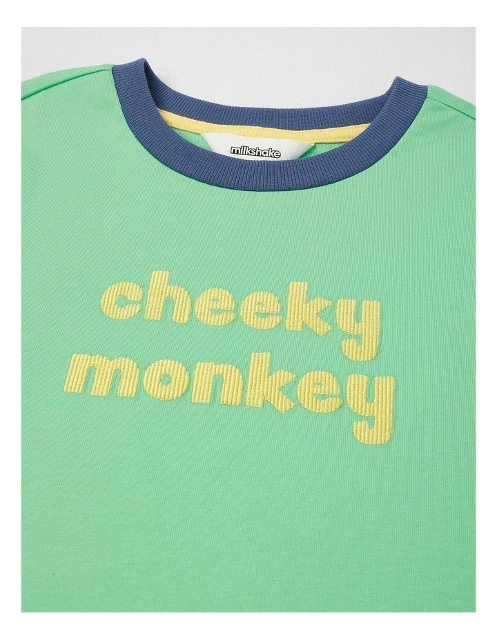 Short Sleeve Raglan Print Tee in Green image 2