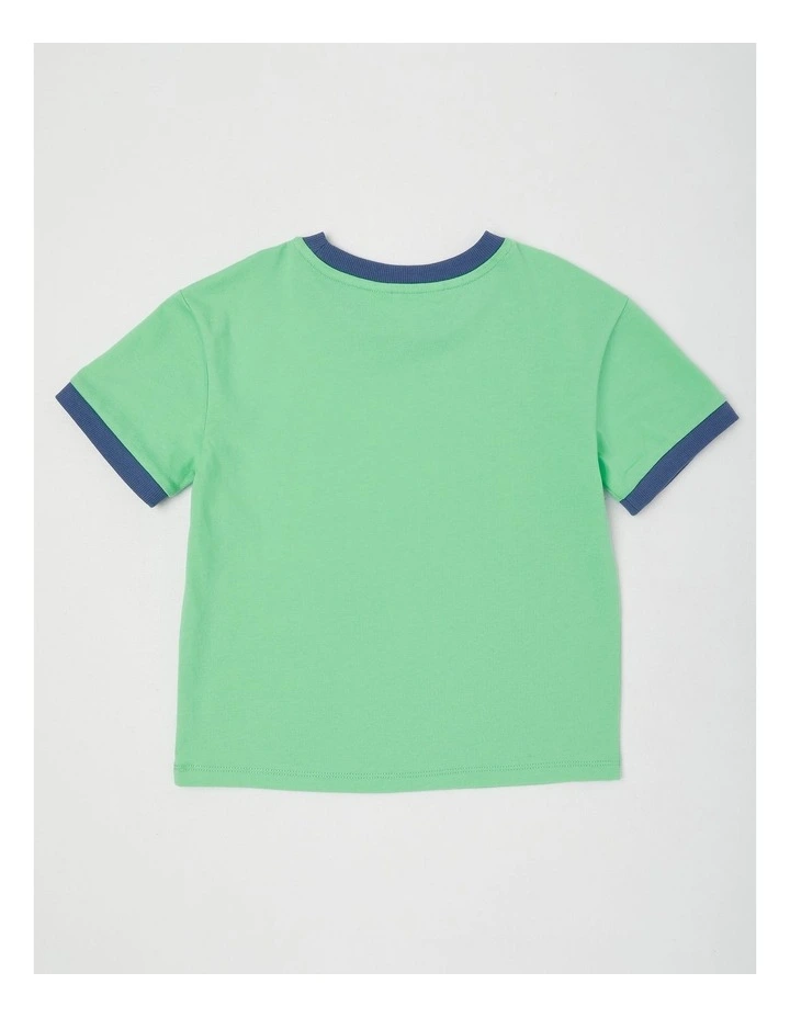 Short Sleeve Raglan Print Tee in Green image 3