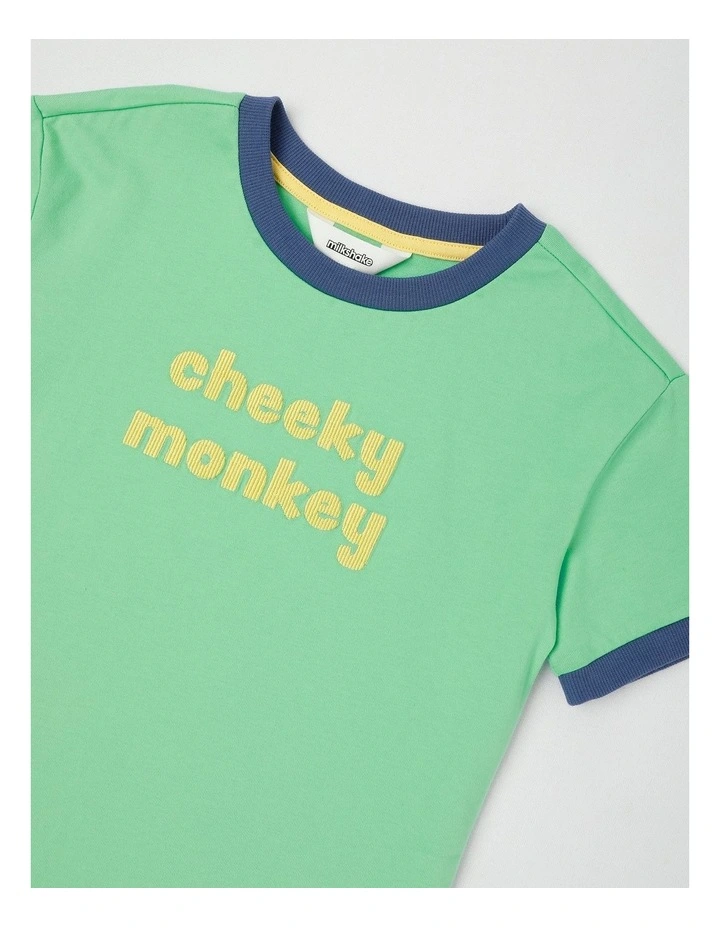 Short Sleeve Raglan Print Tee in Green image 4