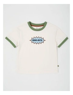 Short Sleeve Print Tee in Ecru