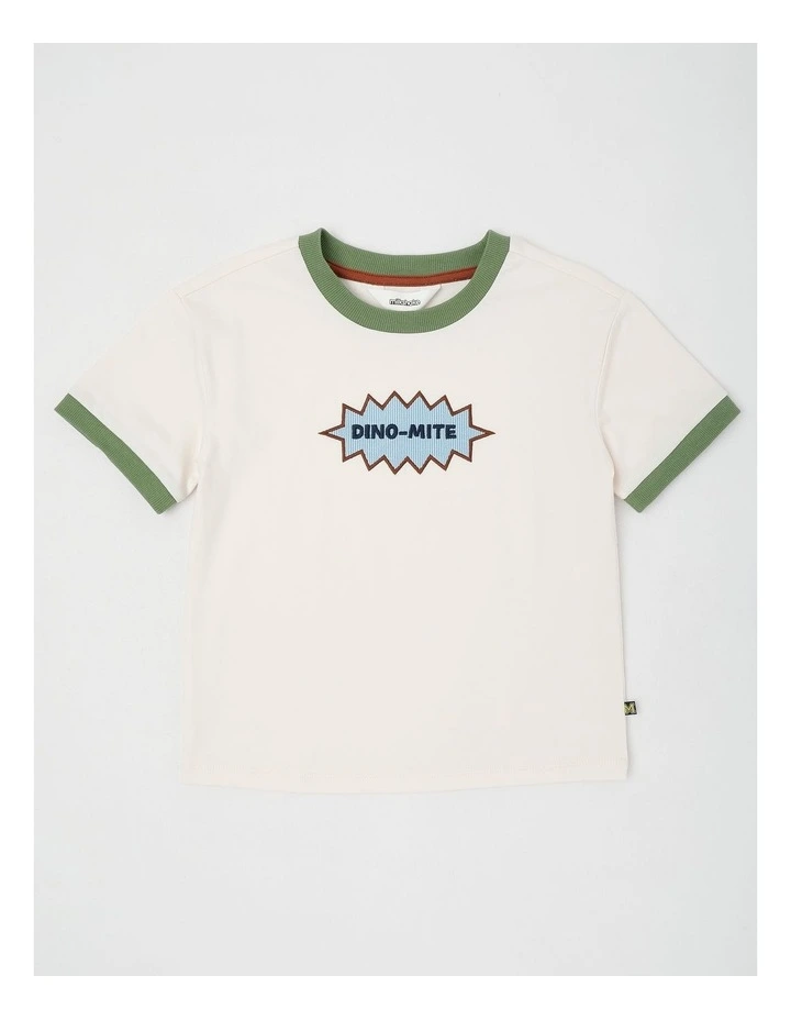 Short Sleeve Print Tee in Ecru image 1