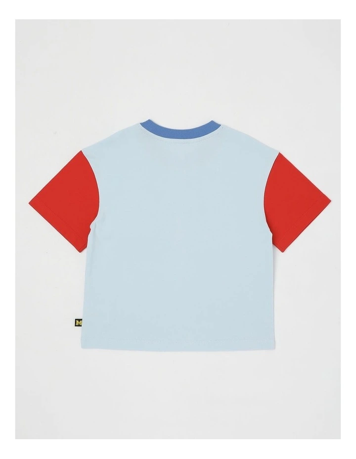 Short Sleeve Woven Pocket Tee in Blue/Red image 3