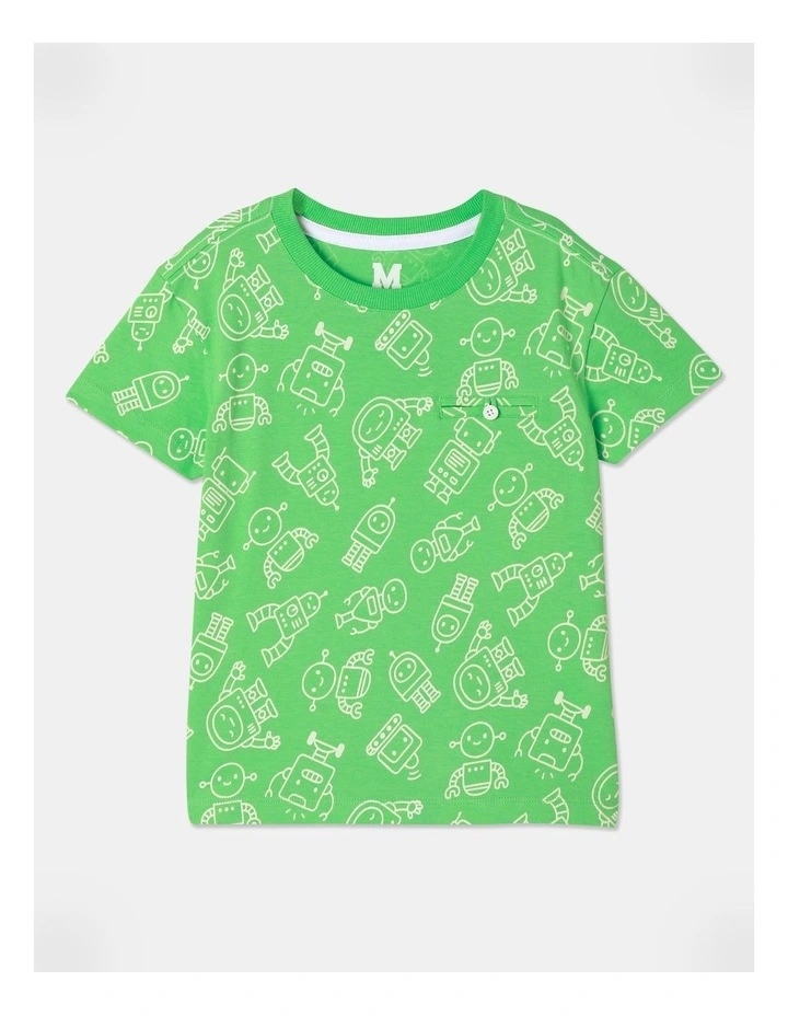 Printed T-shirt in Green image 1