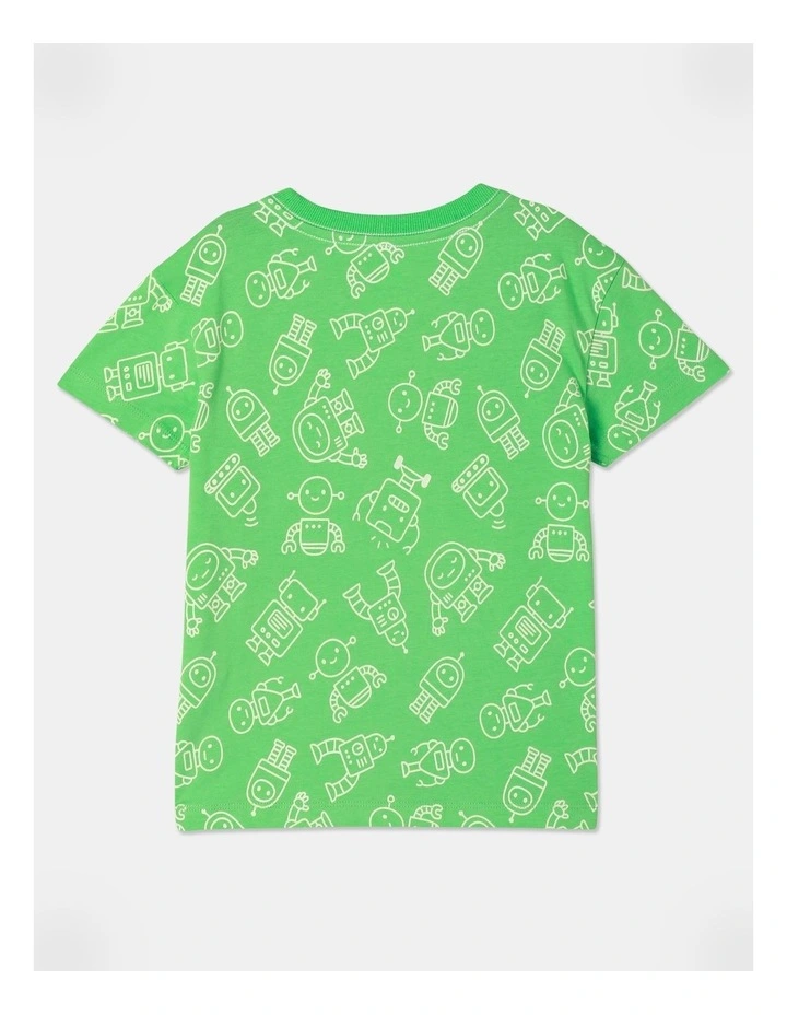 Printed T-shirt in Green image 4